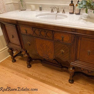 BATHROOM VANITY, Antique We Custom Find & Convert, Renovate, Remodel, Update Your Home, 61 inch to 66" long, wide, Wood Finish