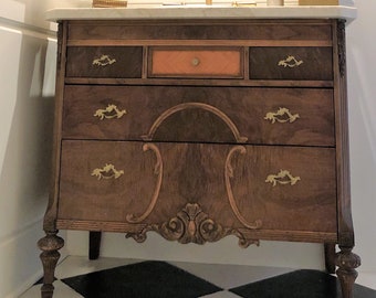 Antique Dresser Vanity: Upcycled Wood Bathroom Sink Cabinet (25-36" Wide)