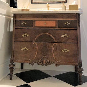 Antique Dresser Bath VANITY - Wood Finish - Antique Furniture Converted For Bathroom Sink! The Shabby Chic Furniture - 25" to 36" wide