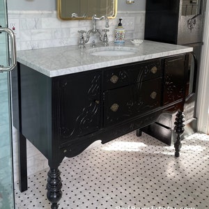 BATHROOM VANITY Cabinet We Custom Convert from Antique Furniture For You 49 to 60 Renovation Remodel Solid Wood USA Made image 1