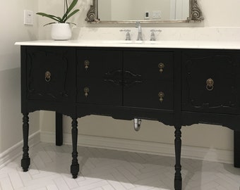 Custom Order An Antique Bathroom Vanity: Single/Double Sink Conversion 61-66" Wide