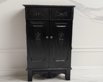 Converted Small Antique Furniture To Bathroom Vanity: Black Gloss Painted.  22" Wide x 35" High