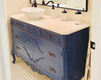 Antique BATHROOM VANITY Dresser Custom Found & Converted To Your Specs - Painted Bath Dresser Vanities - 37" to  48" Wide