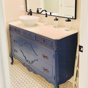 Antique BATHROOM VANITY Dresser Custom - Converted To Your Specs - Painted Bath Dresser Vanities - 37" to  48" Wide