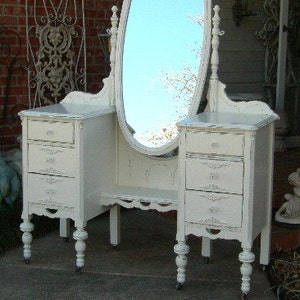 CUSTOM VANITY Order An Antique Vanity And Mirror To Be Restored and Painted to Your Specs The Shabby Chic Furniture With Nationwide Shipping image 6