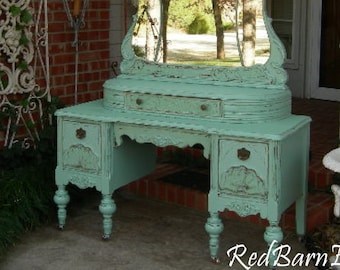 MAKEUP VANITY Custom Order An Antique Dresser Shabby Chic Painted Distressed Restored Bedroom Furniture BREATHTAKING!