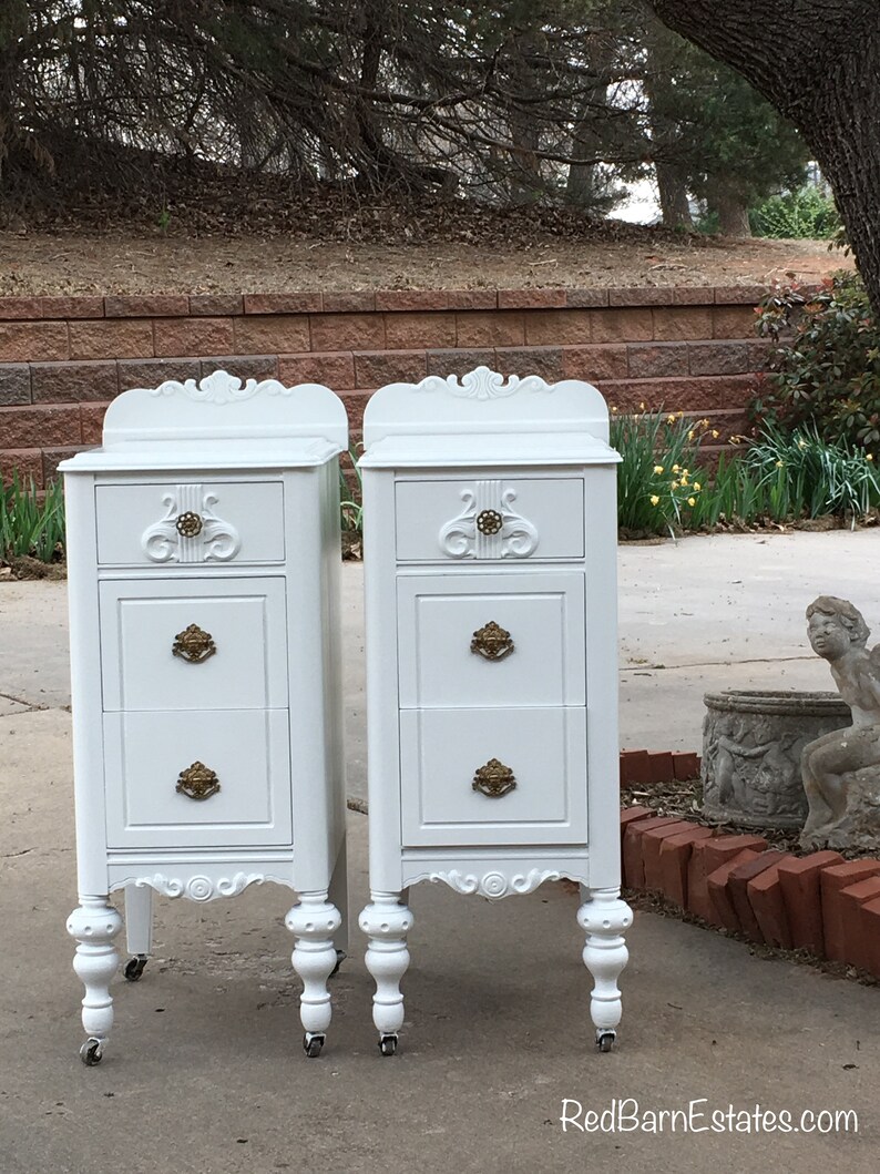 2 NIGHTSTANDS Restored Pair of Antique Nightstands Perfect Etsy