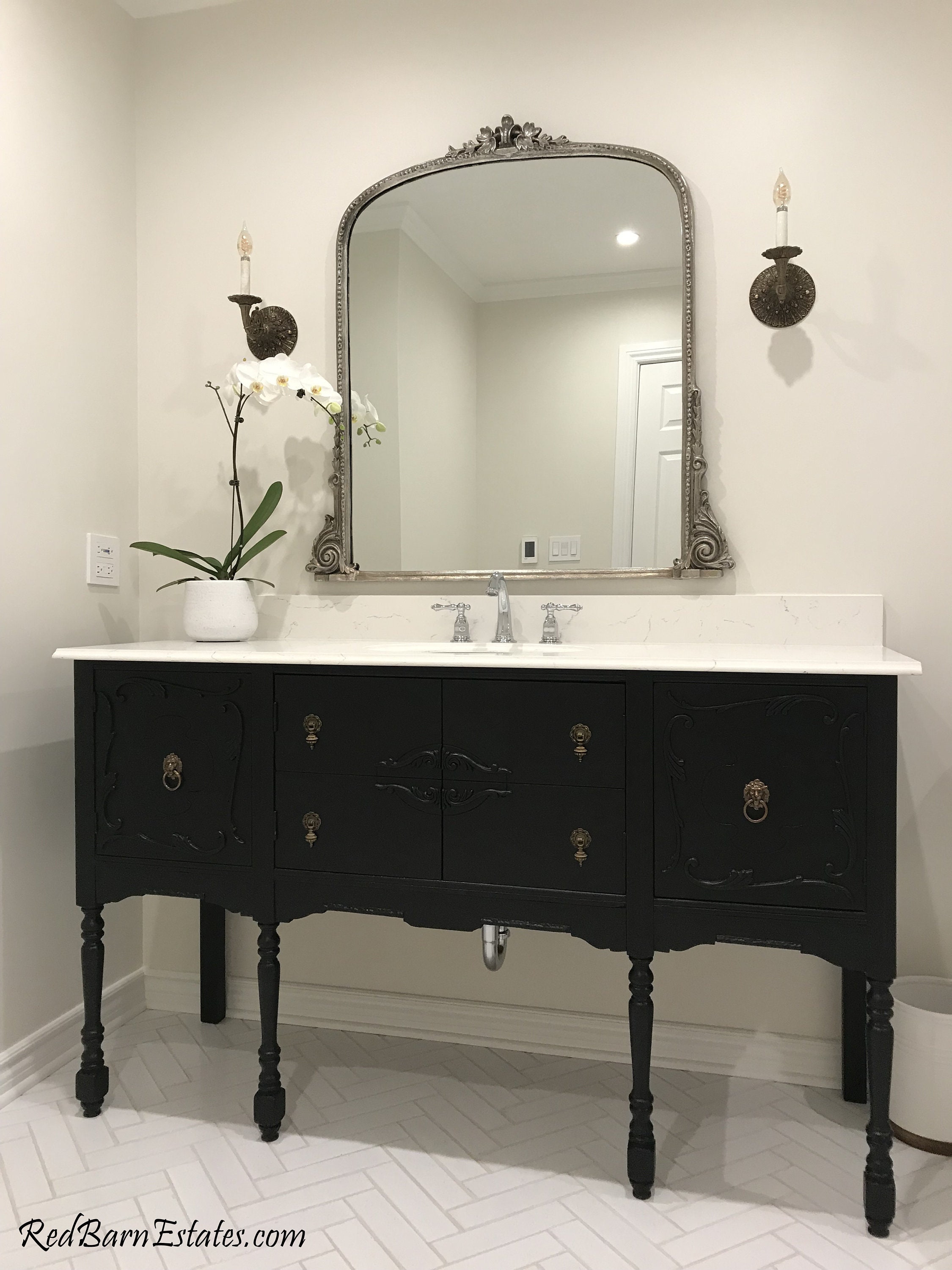 Antique Bathroom Vanity For Single Or Double Sink We Custom Convert From Antique Furniture For You Reno Remodeling 61 To 66 Wide