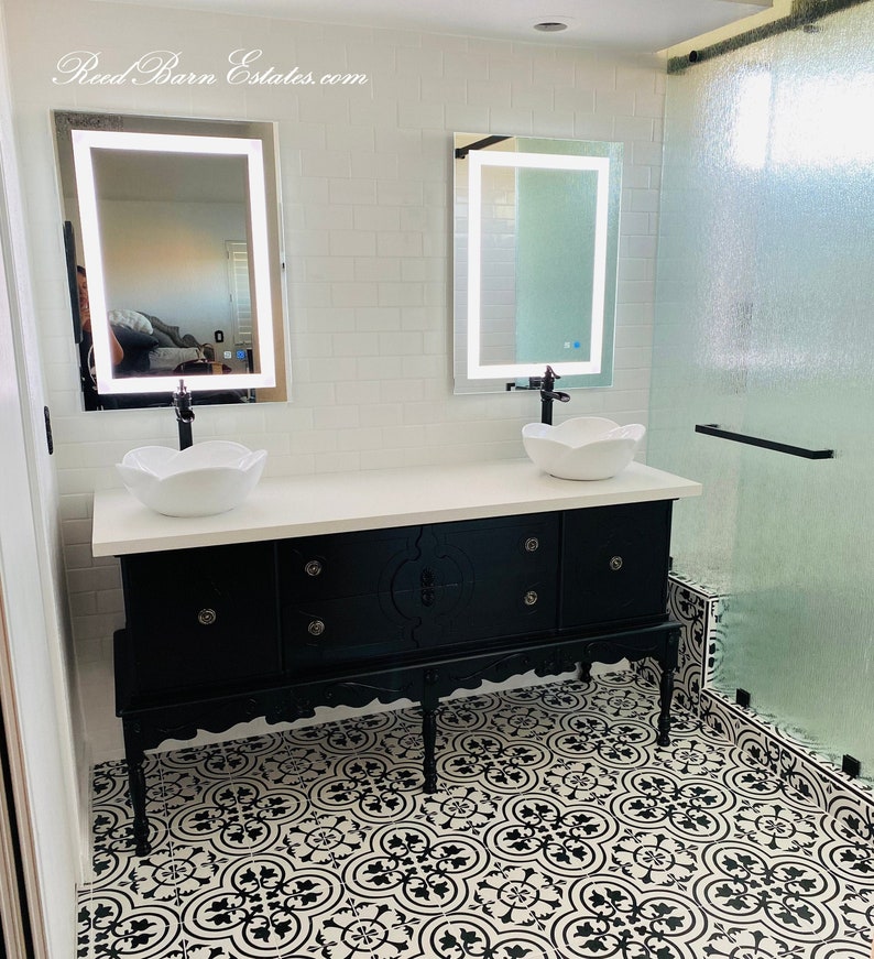 BATHROOM VANITY Double or Single Sink We Custom Convert from Antique Furniture For You Renovation Remodeling 67 to 72 image 6