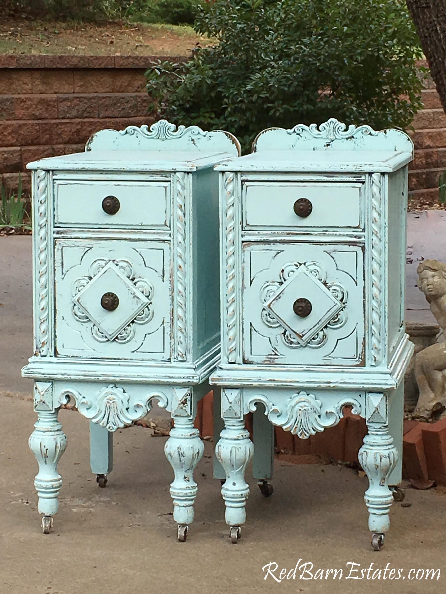 PAINTED ANTIQUE NIGHTSTANDS! Pair Of Nightstands Custom Sourced