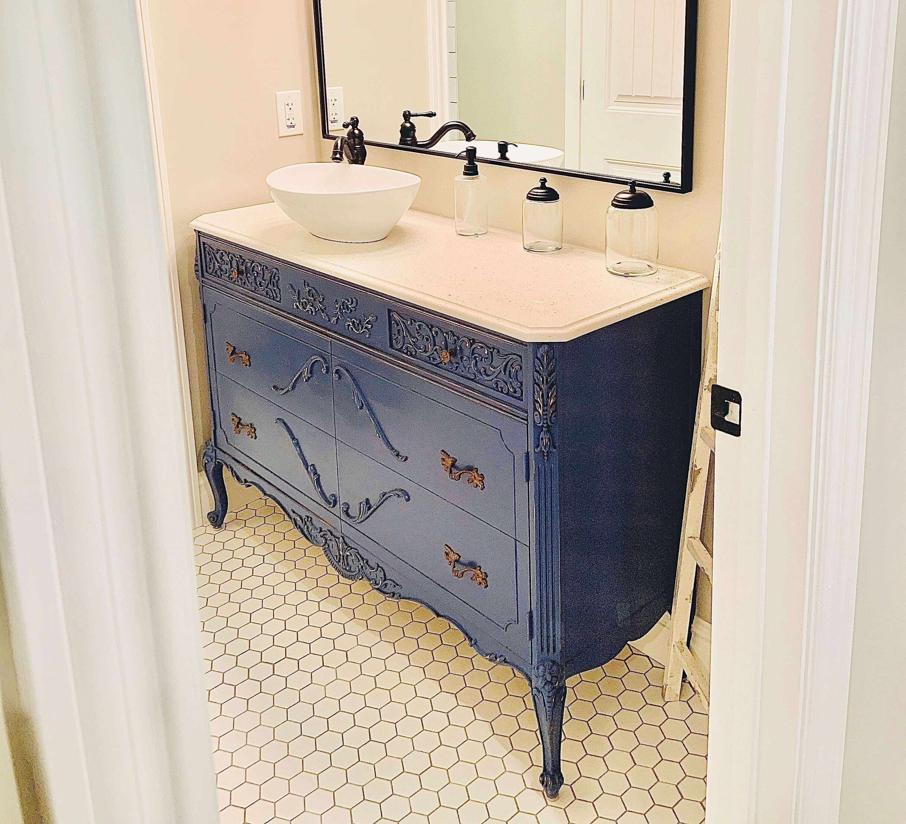 antique bathroom vanity dresser custom found & converted to - etsy