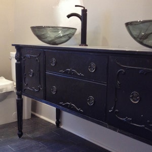 BATHROOM VANITY Double or Single Sink We Custom Convert from Antique Furniture For You Renovation Remodeling 67 to 72 image 3