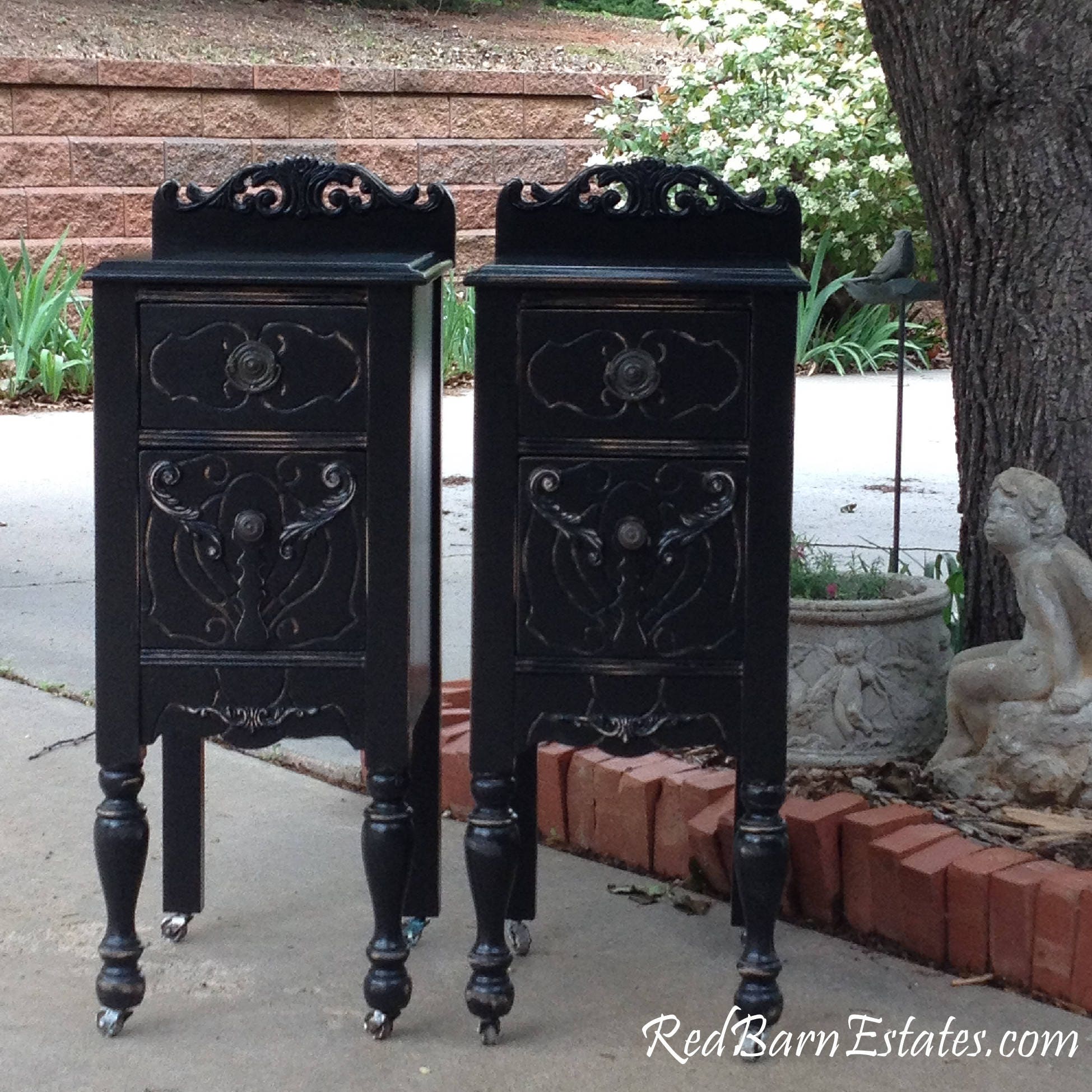 ANTIQUE NIGHTSTANDS - Painted Any Color - Re-purposed Wood Antique Furniture  - Bedside Tables - End Tables