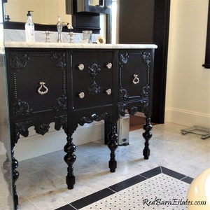 Custom Antique Bathroom Vanity Cabinet: Upcycled Solid Wood, 49-60 inch