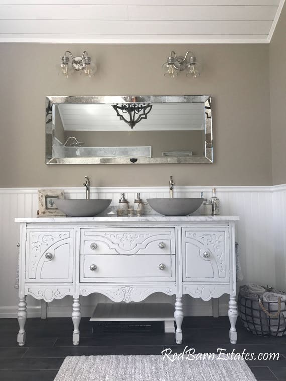 ANTIQUE BATHROOM VANITY Double or Single We Custom Convert from Antique Furniture For You - Victorian Farmhouse Reno 61" to 66" Wide Long