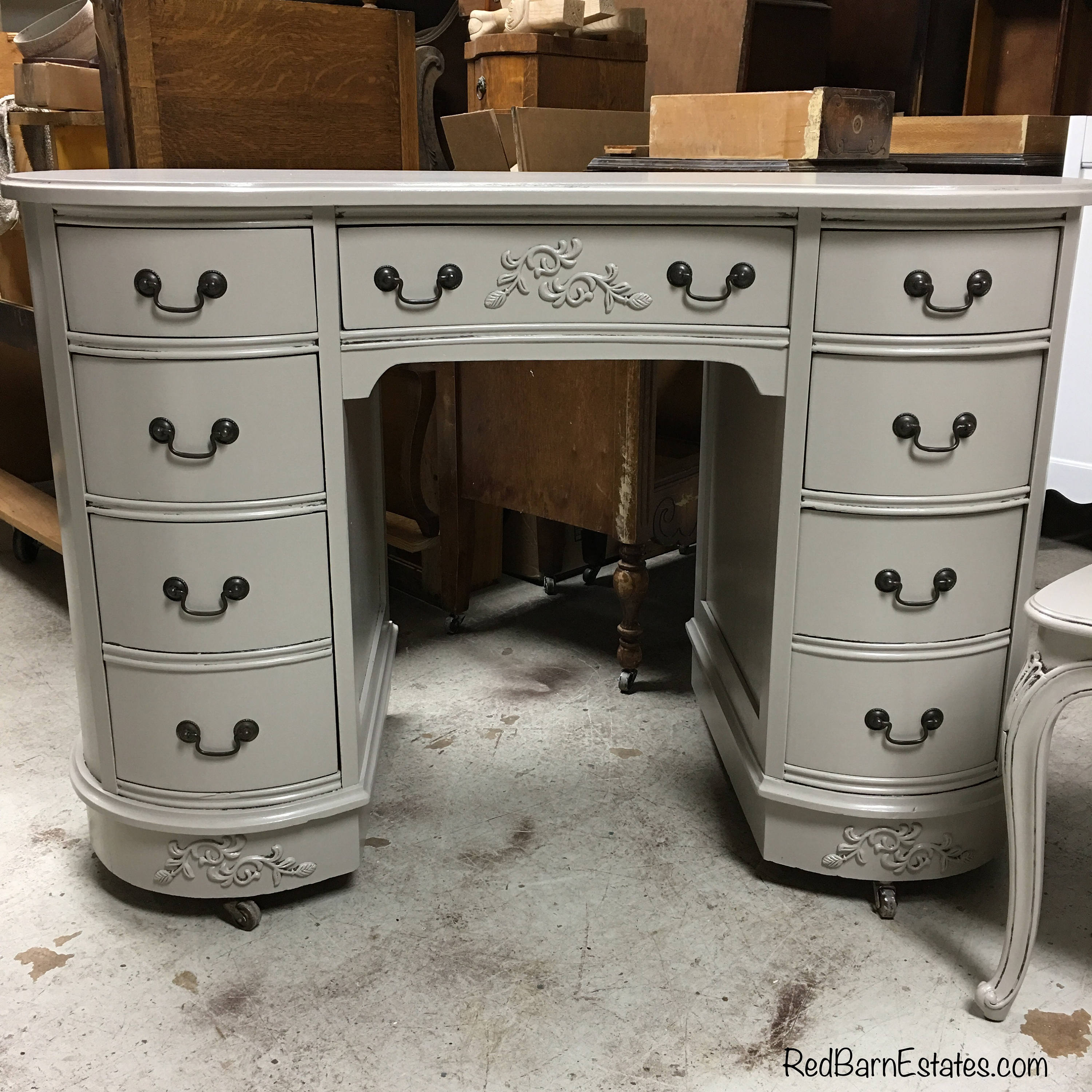 Antique Desk Solid Wood Custom Shabby Chic Furniture Hand