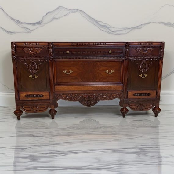 EXQUISITE 69" Antique Wood Furniture Bathroom Vanity - Single or Double Sink Ready