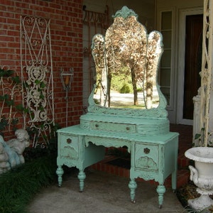 CUSTOM VANITY Order An Antique Vanity And Mirror To Be Restored and Painted to Your Specs The Shabby Chic Furniture With Nationwide Shipping image 3