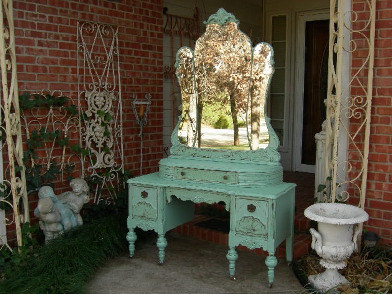 CUSTOM VANITY Order An Antique Vanity And Mirror To Be Restored and Painted to Your Specs The Shabby Chic Furniture With Nationwide Shipping image 3