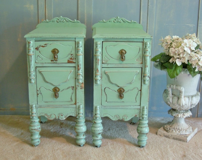2 NIGHTSTANDS Restored Pair of Antique Nightstands Perfect for Your