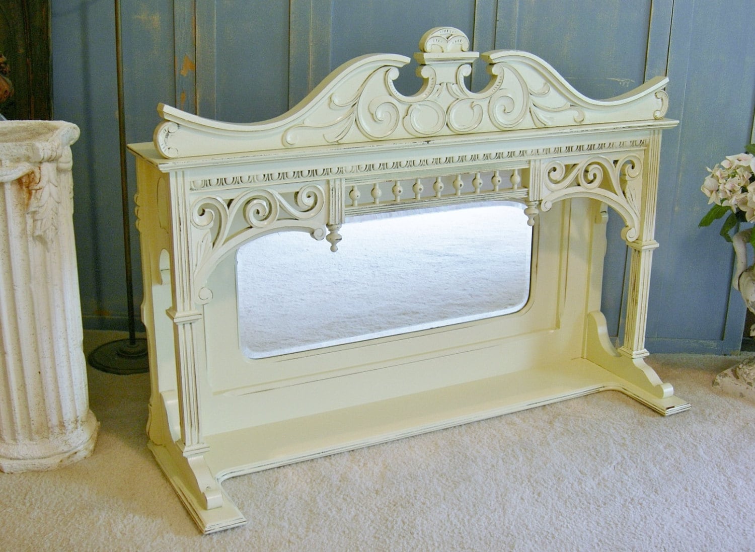 MANTLE MIRROR SHELF - Oak - Shabby Chic - Farmhouse ...