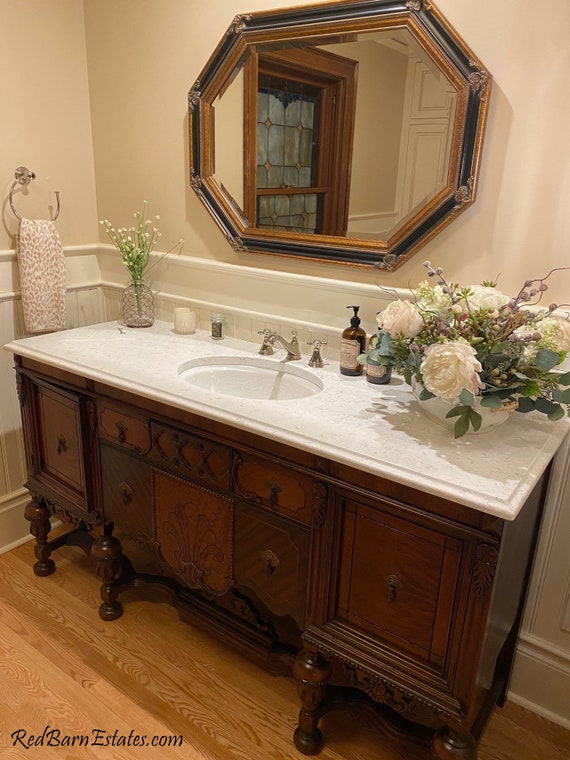 BATHROOM VANITY ANTIQUE We Find & Convert From Antique Furniture Wood  Finish Renovation Remodeling 61 to 66 Wide 