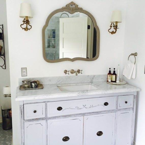 Antique Dresser Bathroom Vanity: Custom Shabby Chic Cabinet (61-66")