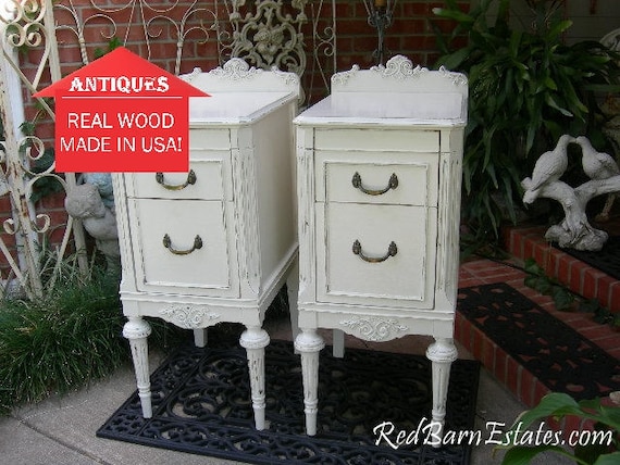 PAINTED ANTIQUE NIGHTSTANDS! Pair Of Nightstands Custom Sourced Restored and Painted To Order Shabby Chic Furniture