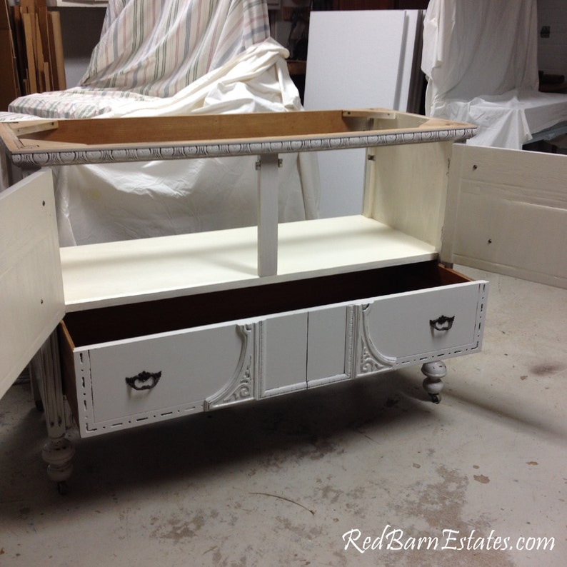 BATHROOM VANITY ANTIQUE Custom Converted From Antique Dresser Painted Dresser Shabby Chic Dresser 37 to 48 Wide image 3