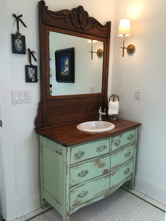 Bathroom Vanity Antique Rustic From Antique Dresser We Find Etsy