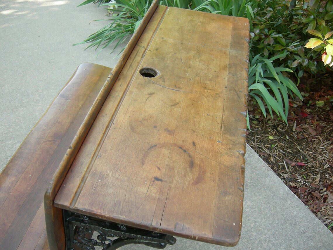 Antique School House Desk Room for 2 Folding Bench Wood and Etsy