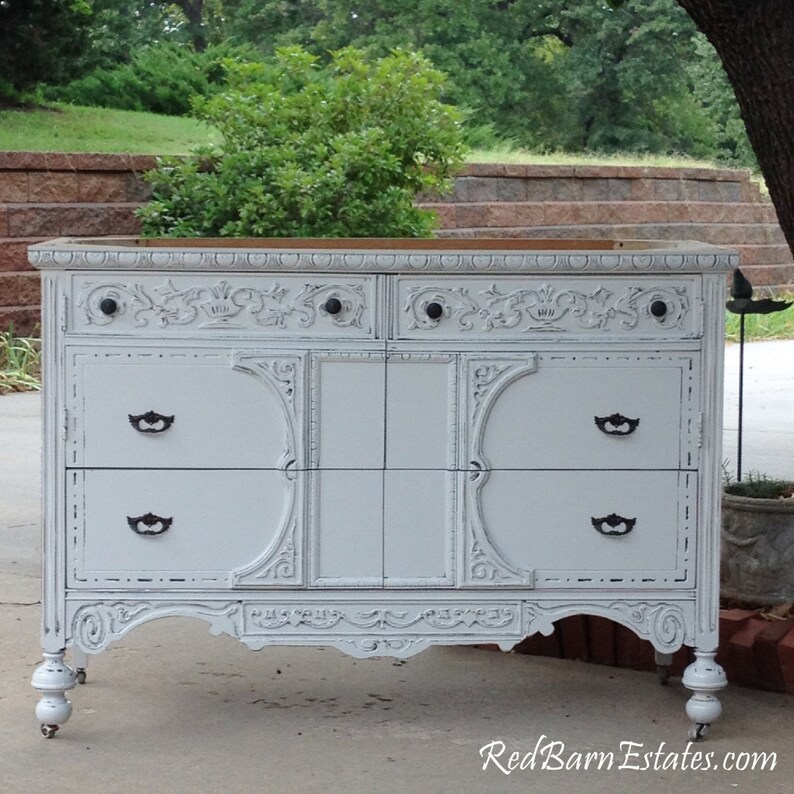 BATHROOM VANITY ANTIQUE Custom Converted From Antique Dresser Painted Dresser Shabby Chic Dresser 37 to 48 Wide image 2