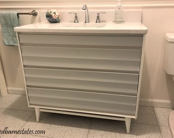 MID CENTURY Modern Bathroom Vanity Custom Converted From a 1950's Dresser Painted Bathroom Vanities Midcentury Modern 30 to 48 wide