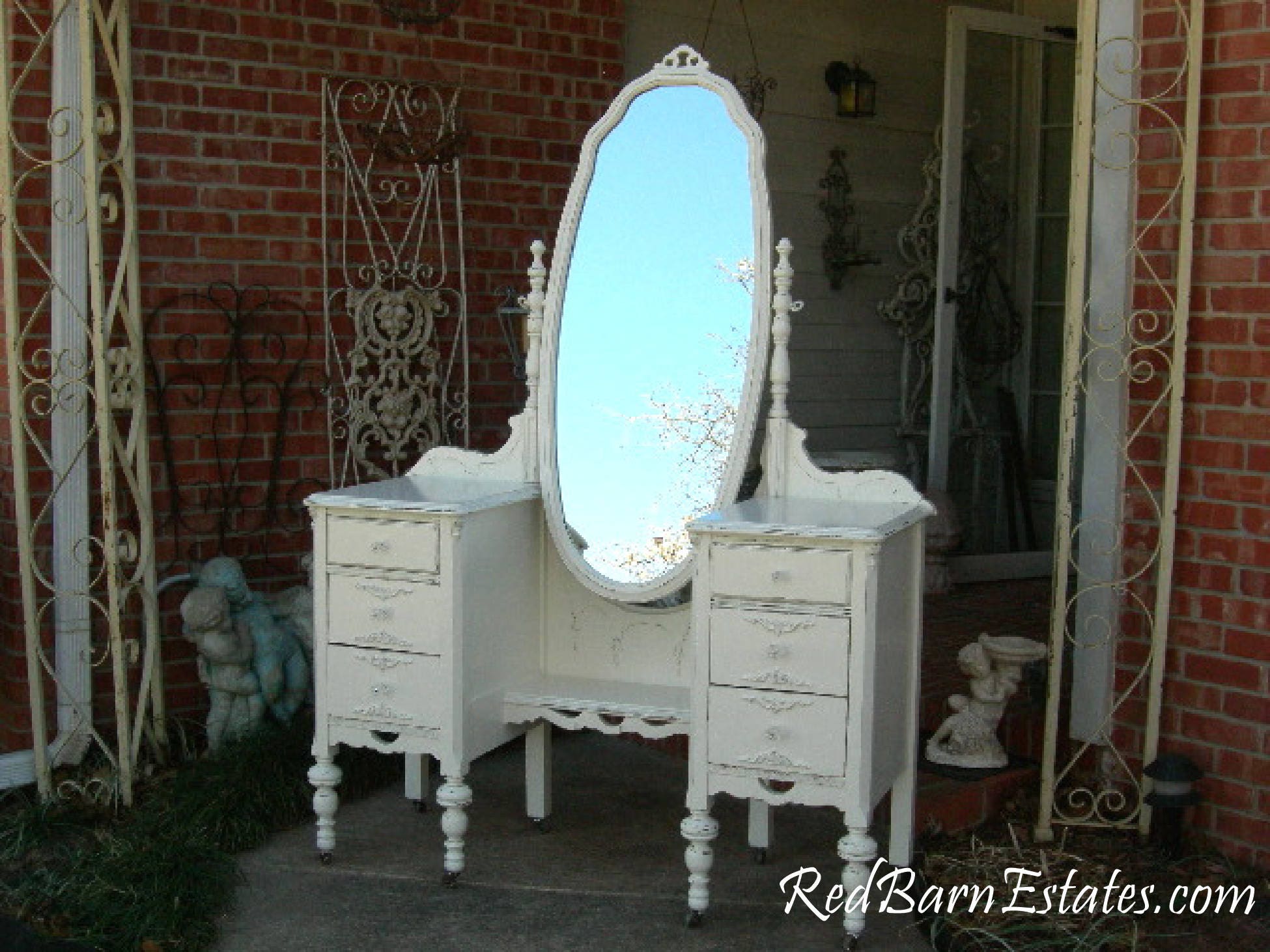 Antique Furniture Bath VANITY - Beautiful Wood Finish - 67 to 72 -  Converted For Bathroom Sink! Victorian French Country Any Style