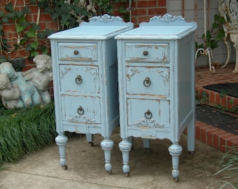 ANTIQUE NIGHTSTANDS - Painted Any Color - Re-purposed Wood Antique Furniture - Bedside Tables - End Tables