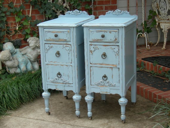 ANTIQUE NIGHTSTANDS - Painted Any Color - Re-purposed Wood Antique Furniture - Bedside Tables - End Tables