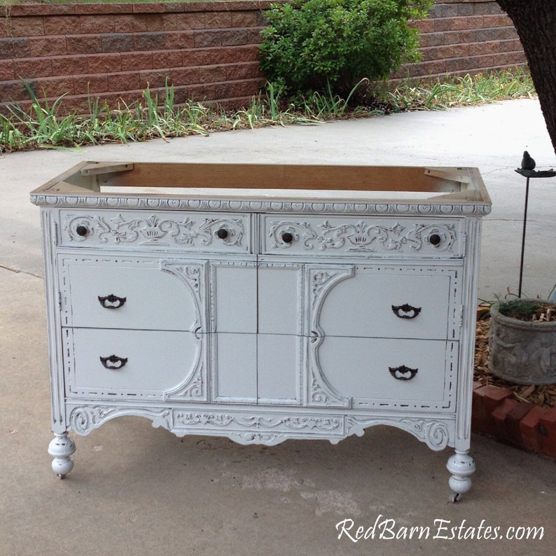 BATHROOM VANITY ANTIQUE Custom Converted From Antique Dresser Painted Dresser Shabby Chic Dresser 37 to 48 Wide image 1