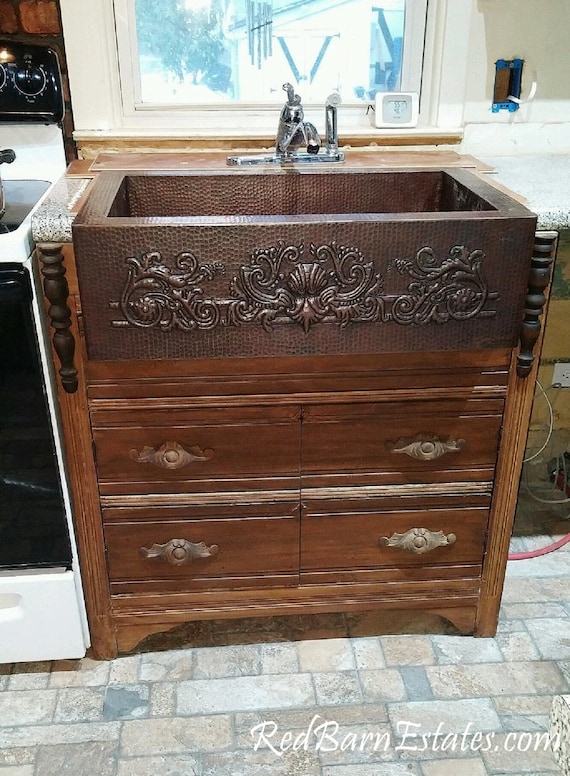 Kitchen Sink CABINET 34" to 48" We Repurpose from Antique Dresser Custom! - Victorian Farmhouse Renovation Cottage French Country Tuscan