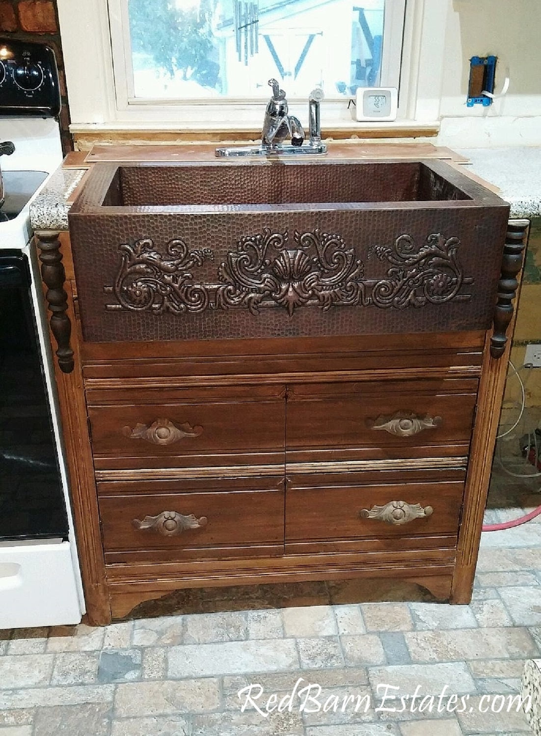 Kitchen Sink CABINET 34 to 48 We Repurpose From Antique Dresser Custom  Victorian Farmhouse Renovation Cottage French Country Tuscan 