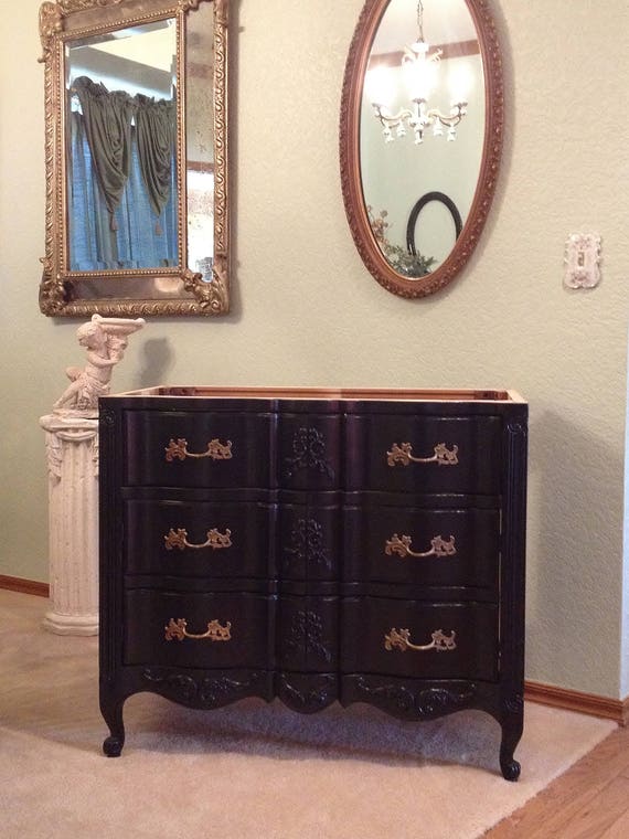 25 - 36" Antique Wood Dresser Painted Finish Upcycled To Bathroom Vanity - Custom For Buyer - U Choose Antique Furniture & We Refinish