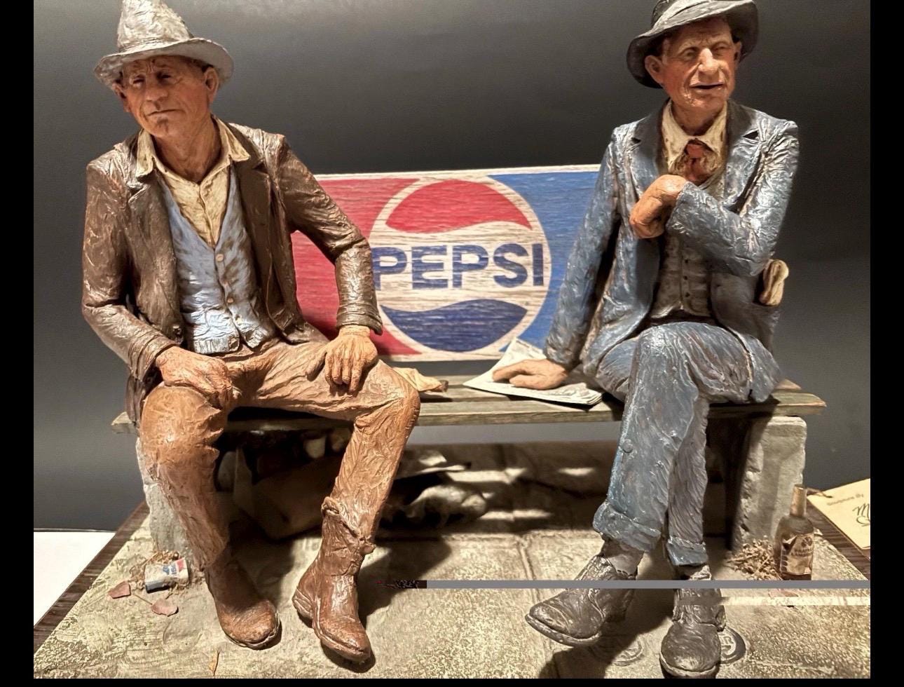 彫刻家 マイケルガーマン作 アンティーク彫刻　アメリカンインテリア ペプシベンチ Michael Garman Sculpture Older Gentlemen on Pepsi Park Bench