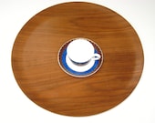 Bent Wood Teak Large 18 quot Molded Serving Tray Table - Mid Century Danish Modern Bar Drinks Tray
