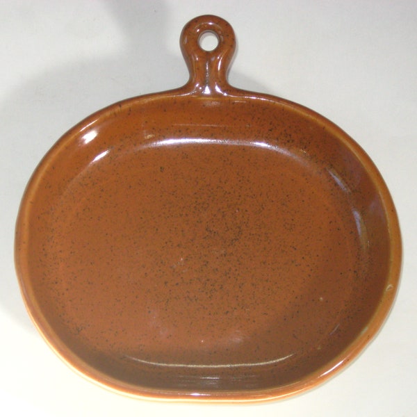 Bennington Potters Signed DG BISTRO Plate in Cinnamon Brown David Gil #1897 - Vermont Pottery Oval Handled Dish