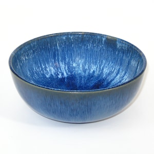 BOURNE DANESBY WARE &#39;Electric Blue&#39; Drip Bowl;  Vintage Denby England 1930s Art Deco Pottery