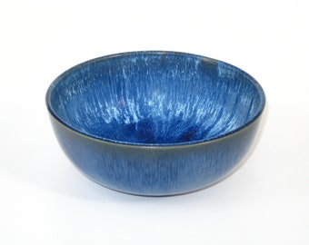 BOURNE DANESBY WARE 'Electric Blue' Drip Bowl;  Vintage Denby England 1930s Art Deco Pottery