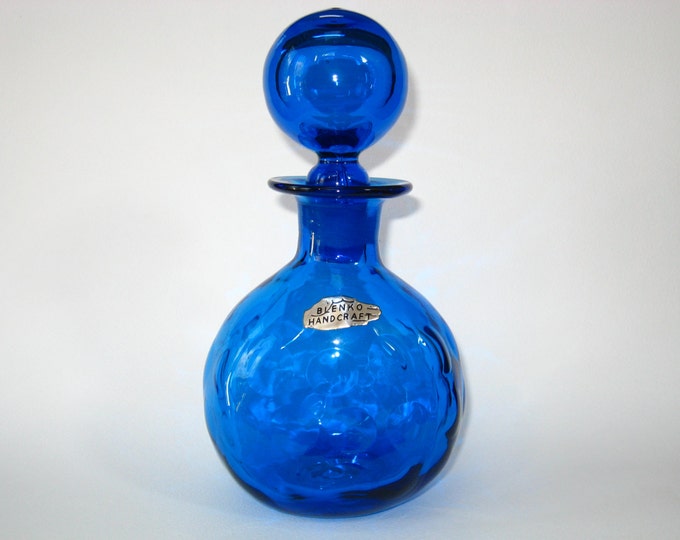 Blenko Glass 715 Bubble Wrap Decanter Ball Stopper in Turquoise Blue