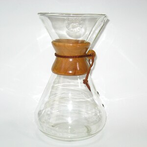 Early 1940s EMBOSSED Chemex Mark 11.5" Drip Coffee Maker 14-Cup Carafe - Green Stamp Pyrex Glass Pat. # 2411340 - Vintage Pour Over Pot