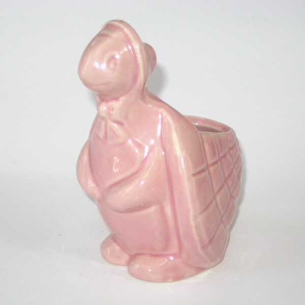 Vintage Brush McCoy Pottery Pink Turtle Planter #204A USA ; 1950s Mid Century Kitsch Tortoise Bud Vase