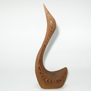 Retro Cryptomeria Heron Figurine; Vintage Hand Carved Japanese Cedar Wood Egret; Bojesen / Laurids Lonborg era