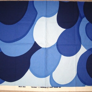 Marimekko Maija Isola 2 Pieces RARE Villikaali Fabric Remnants; Vintage 1967 Abstract Blue & White Suomi Finland -Pillow Covers?
